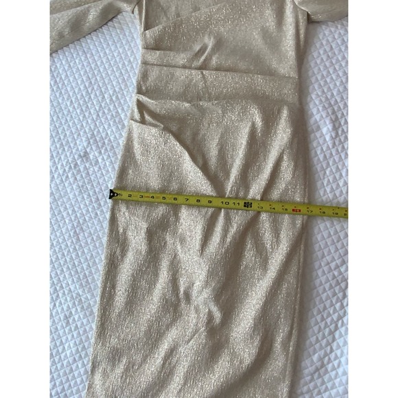 TERI JON Three-Quarter Sleeve Stretch Metallic Ruched Gown - Picture 12 of 16